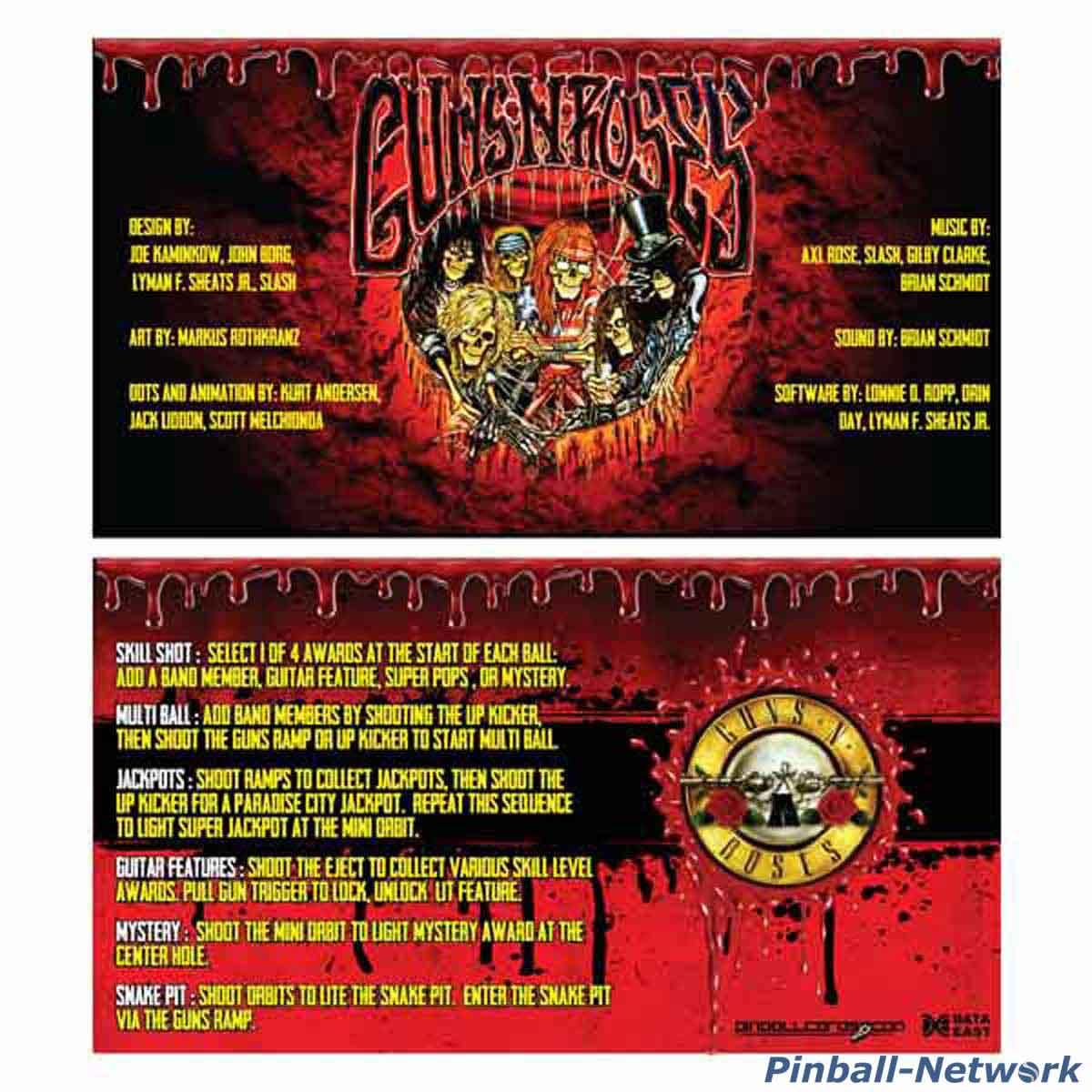 Guns N´ Roses Data East Custom Cards, Design 2